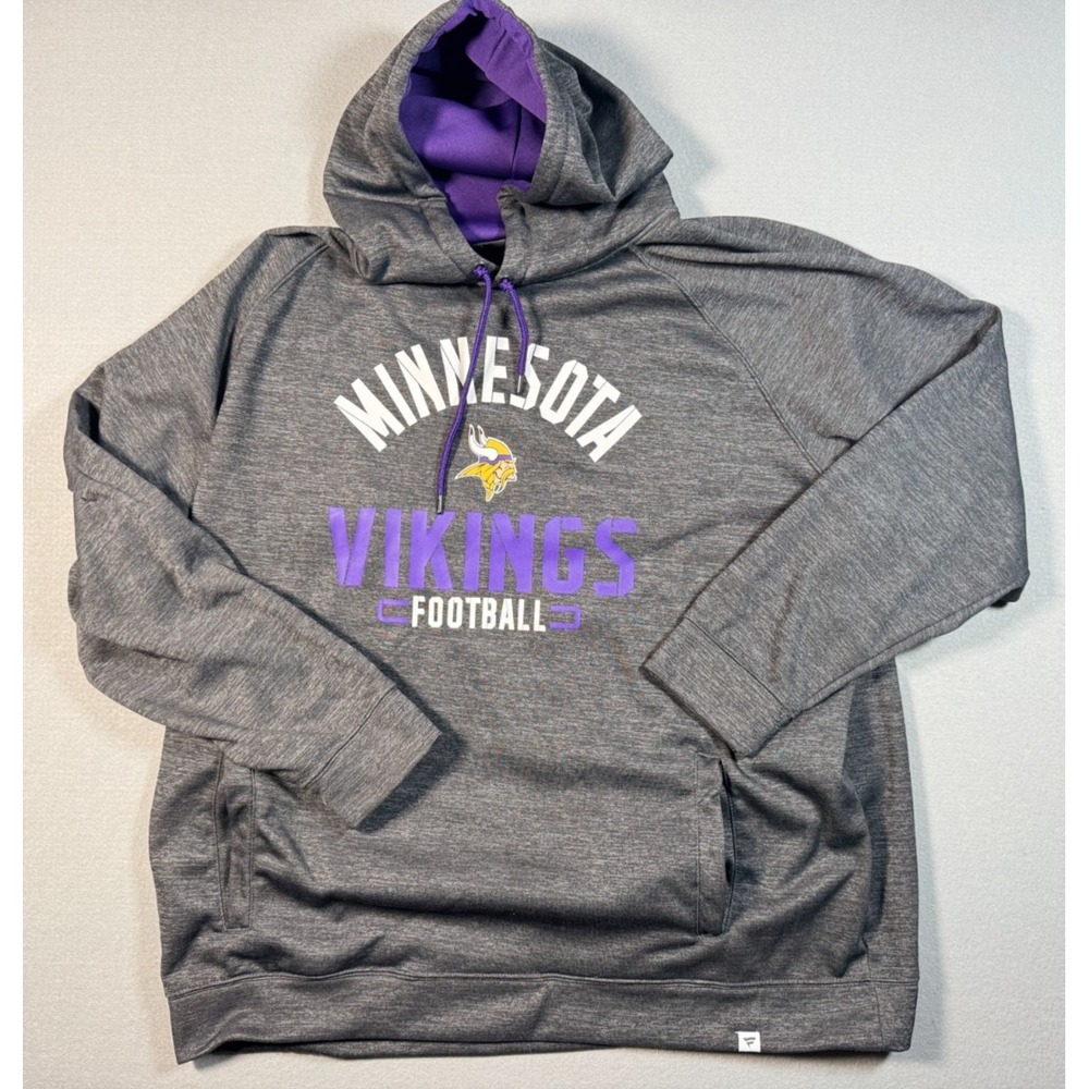 MN Vikings Fanatics Pro Line Drawstring Hoodie - Gray - Size 4XB 100% Polyester